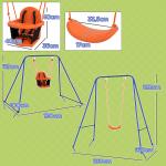 Baloiço 2 em 1 com 1 Assento para Crianças 1 Assento para Bebés e Cinto de Segurança 180x160x182 cm Laranja