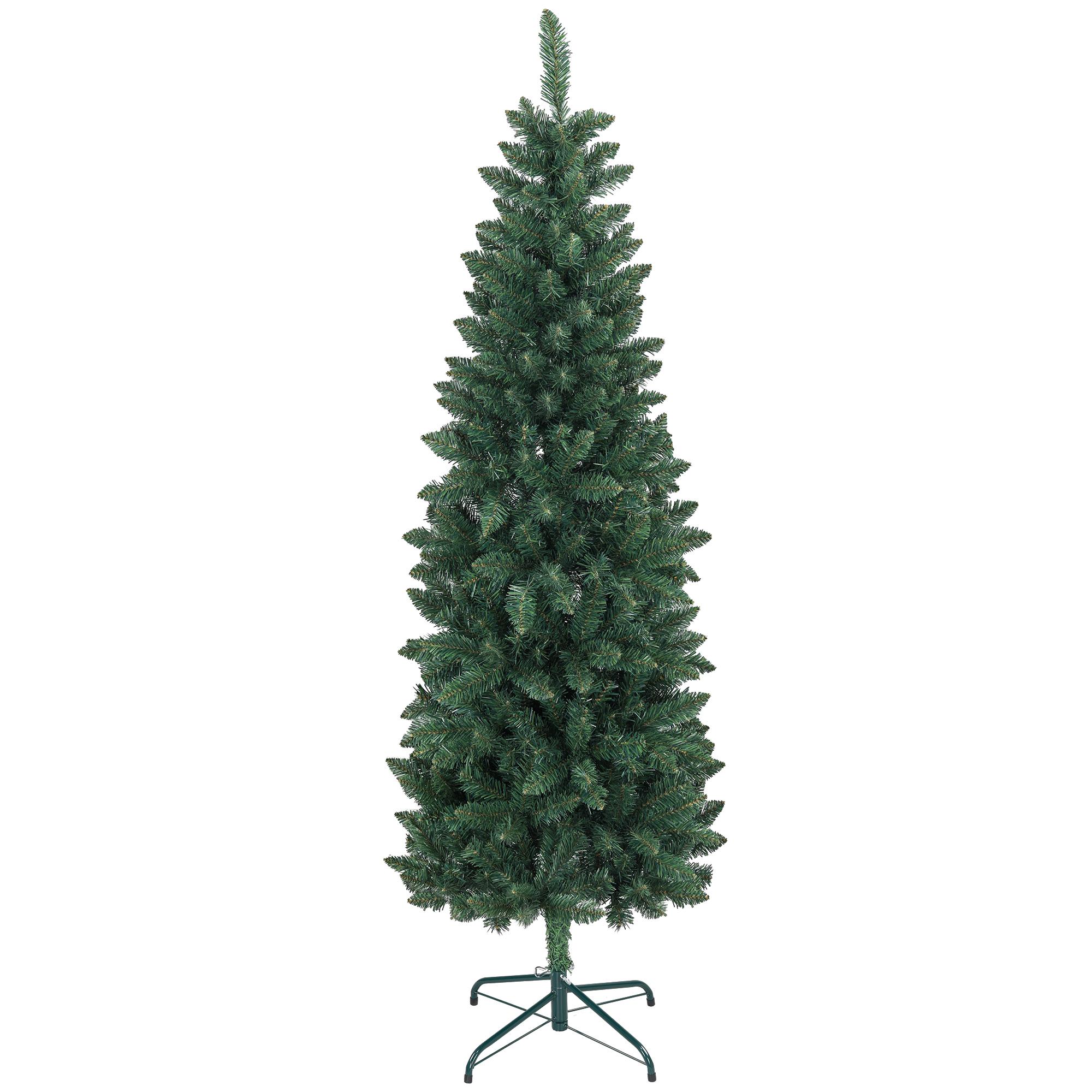 Árvore de Natal Tipo Lápis 180 cm com Base Dobrável e 479 Ramos para Escritório Verde