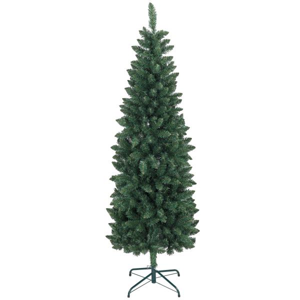 Árvore de Natal Tipo Lápis 180 cm com Base Dobrável e 479 Ramos para Escritório Verde