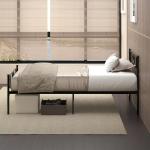 Estrutura de Cama Individual de Metal 31cm para Colchão 90x190cm com Cabeceira com Forma de Coração Estrutura de Cama com Espaço em Baixo de Armazenamento 95x196x100cm Preto