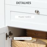 Aparador de Cozinha com Armário 2 Gavetas 2 Portas de Vidro e Prateleiras Ajustáveis Móvel Auxiliar de Armazenamento para Sala de Jantar Sala de Estar 120x40x90 cm Branco