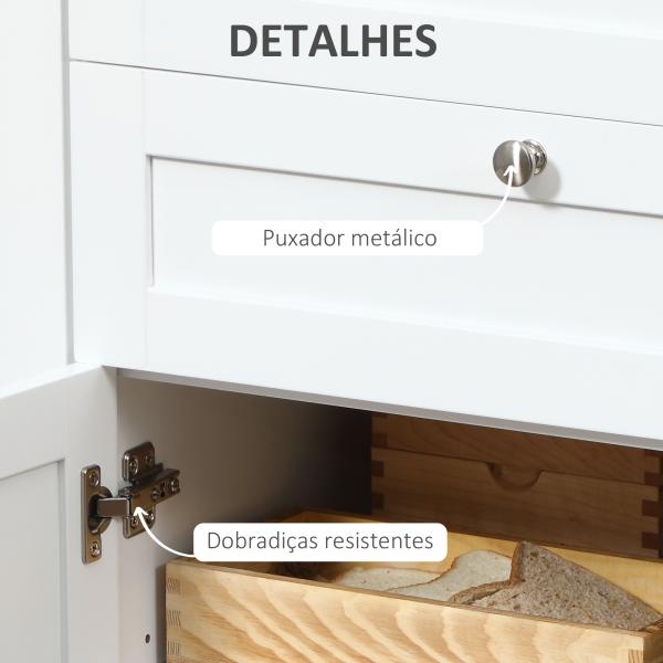 Aparador de Cozinha com Armário 2 Gavetas 2 Portas de Vidro e Prateleiras Ajustáveis Móvel Auxiliar de Armazenamento para Sala de Jantar Sala de Estar 120x40x90 cm Branco