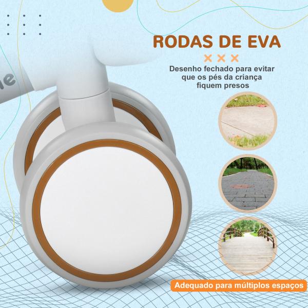 Bicicleta sem Pedais para Crianças de 12 - 36 Meses Bicicleta de Equilíbrio com Assento Ajustável 56x27x39 cm Marrom
