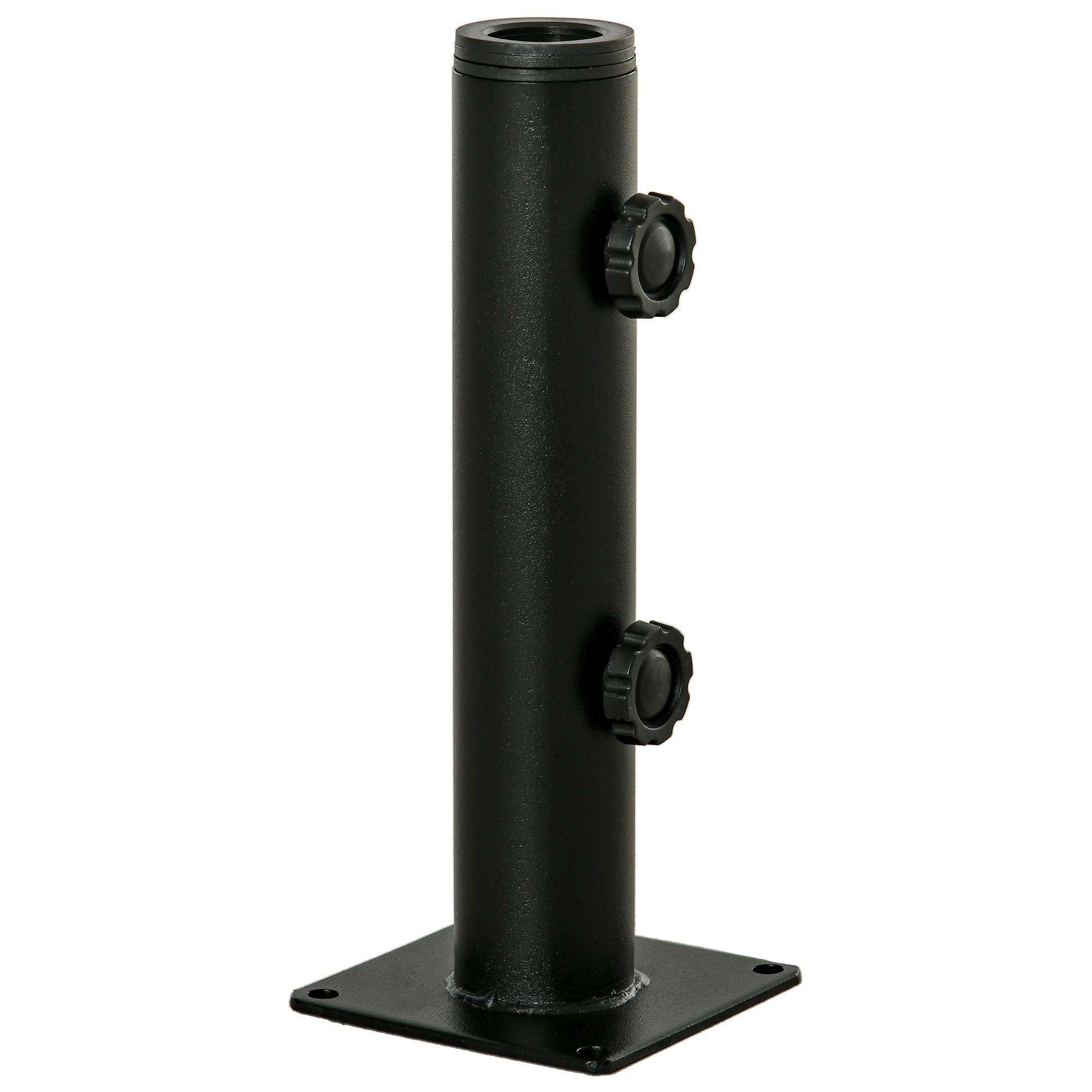 Suporte Chapéu de Sol para Chão de Cimento com 2 Botões de Bloqueio e 4 Parafusos Base de Chapéu de Sol para Mastros de 34/38/48mm 12x12x30cm Preto