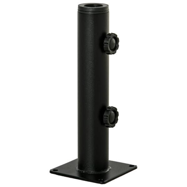 Suporte Chapéu de Sol para Chão de Cimento com 2 Botões de Bloqueio e 4 Parafusos Base de Chapéu de Sol para Mastros de 34/38/48mm 12x12x30cm Preto