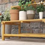 Suporte para Plantas de Madeira com Treliça Suporte para Vasos de 2 Níveis para Jardim Pátio Terraço 75x50x166 cm Natural