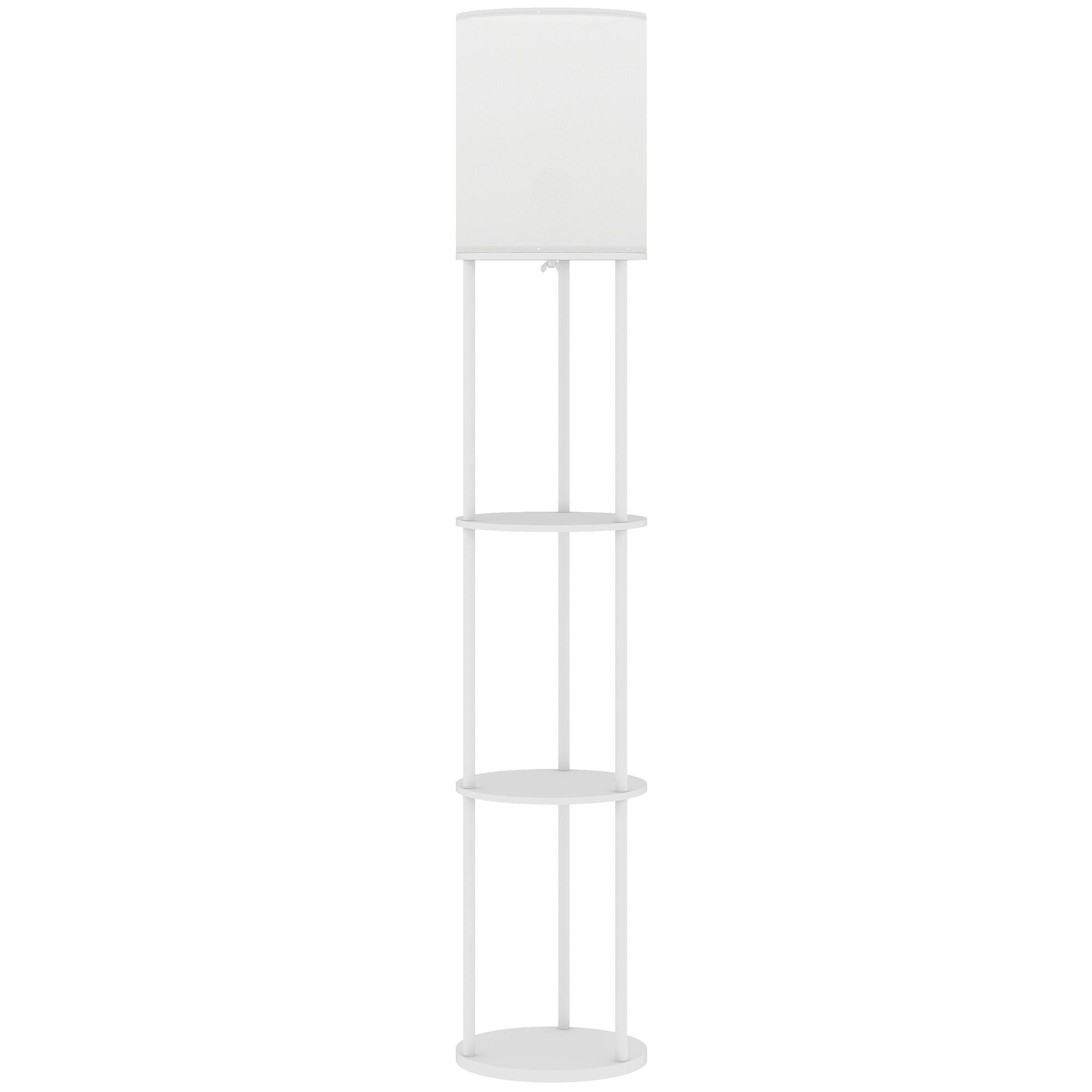 Candeeiro de Pé com Prateleiras 3 Temperaturas de Cor Controlo Remoto e Casquilho E27 Ø29x158 cm Branco