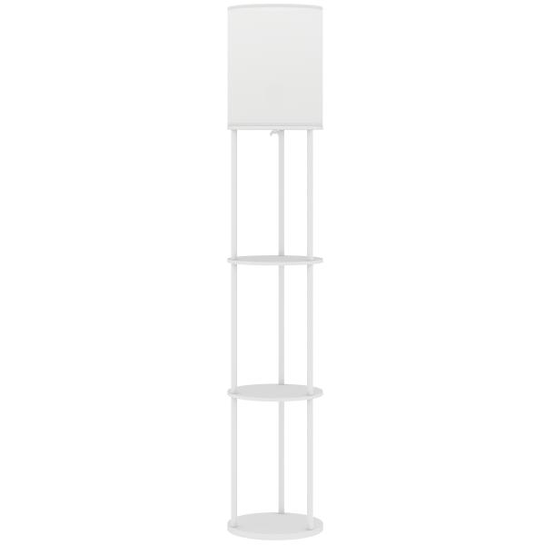 Candeeiro de Pé com Prateleiras 3 Temperaturas de Cor Controlo Remoto e Casquilho E27 Ø29x158 cm Branco