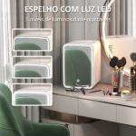 Mini Frigorífico para Cosméticos 10L 12V/240V para Arrefecer e Aquecer com Espelho de Luzes LED 23,5x28x34 cm Branco