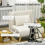 Poltrona 2 em 1 Sofá Cama Individual Dobrável com Encosto Ajustável e Almofada Carga 125 kg 90x78x79 cm Bege