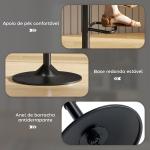 2 Bancos de Bar Reguláveis em Altura 84 - 104 cm com Encosto e Apoio para os Pés Estofadas em PU Giratórias em 360° Preto