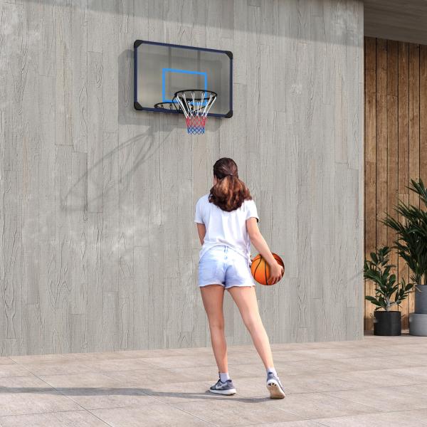 Tabela de Basquetbol de Parede Cesta de Basquetebol para Exterior 113x61x73 cm Azul e Preto