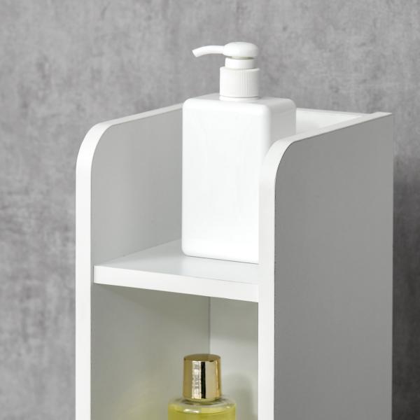Coluna Casa de Banho com 3 Portas e 3 Prateleiras Abertas Coluna Auxiliar Estilo Moderno 15x17x120cm Branco