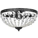 Candeeiro de Teto de Cristal Clássico com 2 Suportes E14 40W Candeeiro de Teto Vintage com 168 Contas de Cristal Ø35x22 cm Preto