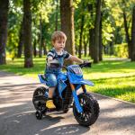 Mota Elétrica para Crianças Moto a Bateria para Crianças 6V com Rodas de Treino e Buzina 105x57x62 cm Azul