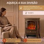 Lareira Elétrica Decorativa de Chão com Efeito Chama 3D 39x24x57 cm Castanho
