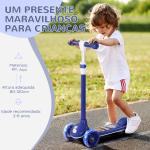 Trotinete para Crianças Trotinete com 3 Rodas LED Altura Ajustável Carga 25 kg 52x29x63 - 76 cm Azul