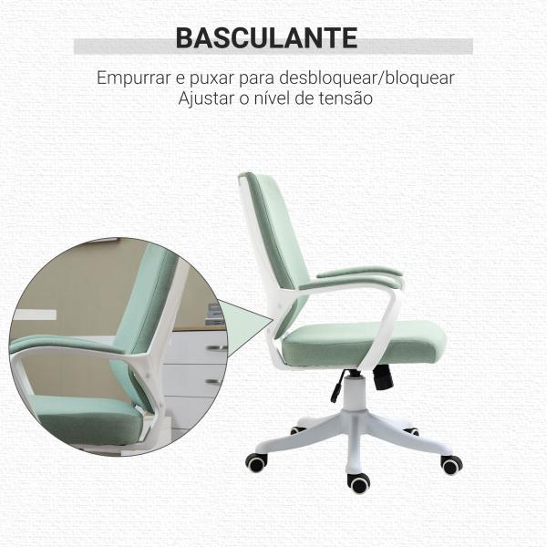 Cadeira de Escritório Ergonómica Giratória e com Altura Ajustável e Suporte Lombar 62x69x92 - 100 cm Verde