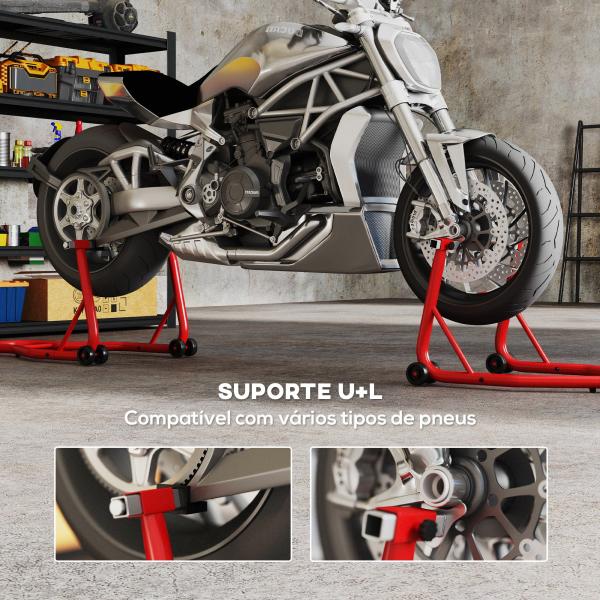 Descanso de Mota Suporte Traseiro Universal Portátil e Móvel – Cor Vermelho – Aço – 80x50x40 cm