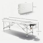 Marquesa de Massagem Dobrável e Portátil com Altura Ajustável e Apoio para a Cabeça 215x81x61 - 84 cm Branco