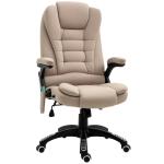 Cadeira de Escritório com Massagem 6 Pontos Reclinável até 130° com Função de Aquecimento 67x74x107 - 116 cm Castanho Claro