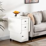 Mesa Dobrável c/ 2 Gavetas e Rodas para Jantar Mesa Auxiliar Multifuncional 120x60x76,5cm Branco
