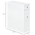 Armário Auxiliar de Casa de Banho Estreito com 2 Gavetas e Compartimento Superior com Tampa 17x48x58cm Branco