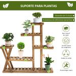Suporte para Plantas Estante para Plantas de Madeira com 5 Níveis para Interior Exterior 98x28x95 cm Madeira