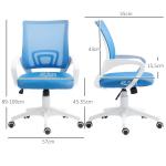 Cadeira de Escritório de Malha Giratória com Altura Ajustável Função Basculante e Apoio para os Braços 57x55x89 - 109 cm Azul