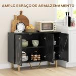 Aparador de Sala de Estar com 2 Armários e Prateleira Interior Ajustável com Efeito Mármore 107x35x75 cm Preto e Dourado