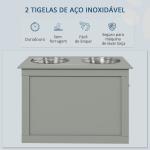 Comedouro Elevado para Cães com 2 Tigelas de Aço Inoxidável e Espaço de Armazenamento Oculto 60x30x41 cm Cinzento