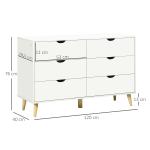 Cómoda com 6 Gavetas e Pés Elevados Cómoda para Dormitório Estilo Moderno Anti - Tombo 120x40x76 cm Branco
