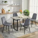 Conjunto de 4 Cadeiras de Jantar Modernas Cadeiras de Cozinha Estofadas em Veludo com Pés de Aço 45x54x87 cm Cinza