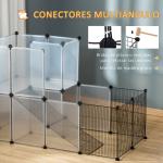 Recinto para Animais de Estimação Pequenos DIY com 21 Painéis de Resina e 6 Painéis de Arame 140x70x90cm Transparente e Preto