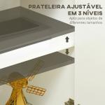 Aparador de Sala de Estar Armário de Armazenamento com 3 Portas e Prateleiras Ajustáveis 120x37x75 cm Branco e Madeira