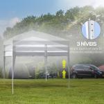 Tenda Dobrável 2,95x2,95 cm com Bolsa de Transporte Altura Ajustável Anti - UV e Impermeável para Terraço Pátio Branco Prateado