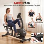 Bicicleta Estática com Encosto 8 Níveis de Resistência Bicicleta Banco Ajustável e Ecrã LCD 121 - 142x62x101 cm Preto