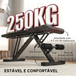 Banco de Abdominais Ajustável Banco de Musculação Dobrável para Treino de Corpo Completo 82x35x42,5 - 107 cm Preto