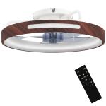 Ventilador de Teto com Luz LED 40 W Motor DC Reversível Comando à Distância 6 Velocidades 3 Cores Temporizador Teca