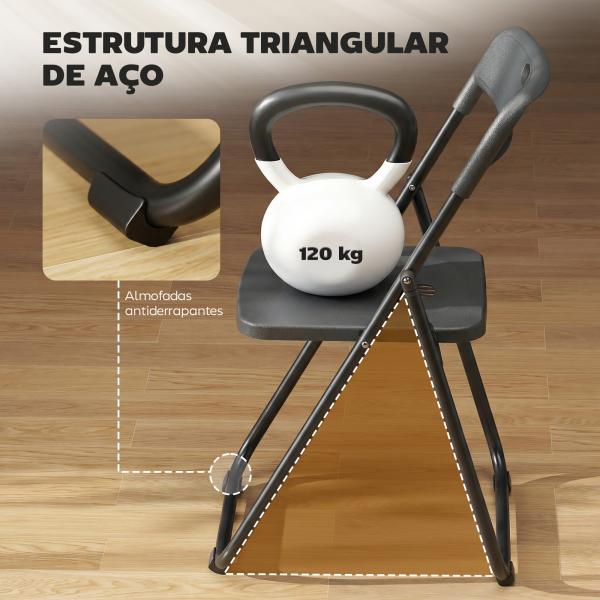 Conjunto de 6 Cadeiras Dobráveis com Encosto Curvo Assento Côncavo com Ventilação 48,5x47x75 cm Preto