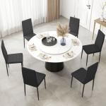 Conjunto de 6 Cadeiras de Sala de Jantar Estofadas em Linho com Pernas em Metal Cadeiras Modernas para Cozinha Quarto Suporta até 120 kg 41x50x97 cm Preto