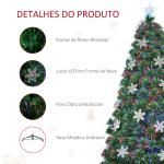 Árvore de Natal Artificial 150 cm Árvore de Natal com 180 Ramos 21 Luzes LED e Fibra Óptica Decoração de Natal Ø60x150 cm Verde