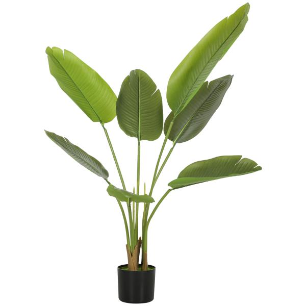 Planta Artificial Decorativa 109 cm Bananeira Artificial com Vaso e Folhas para Interior Casa Sala de Estar Escritório Verde