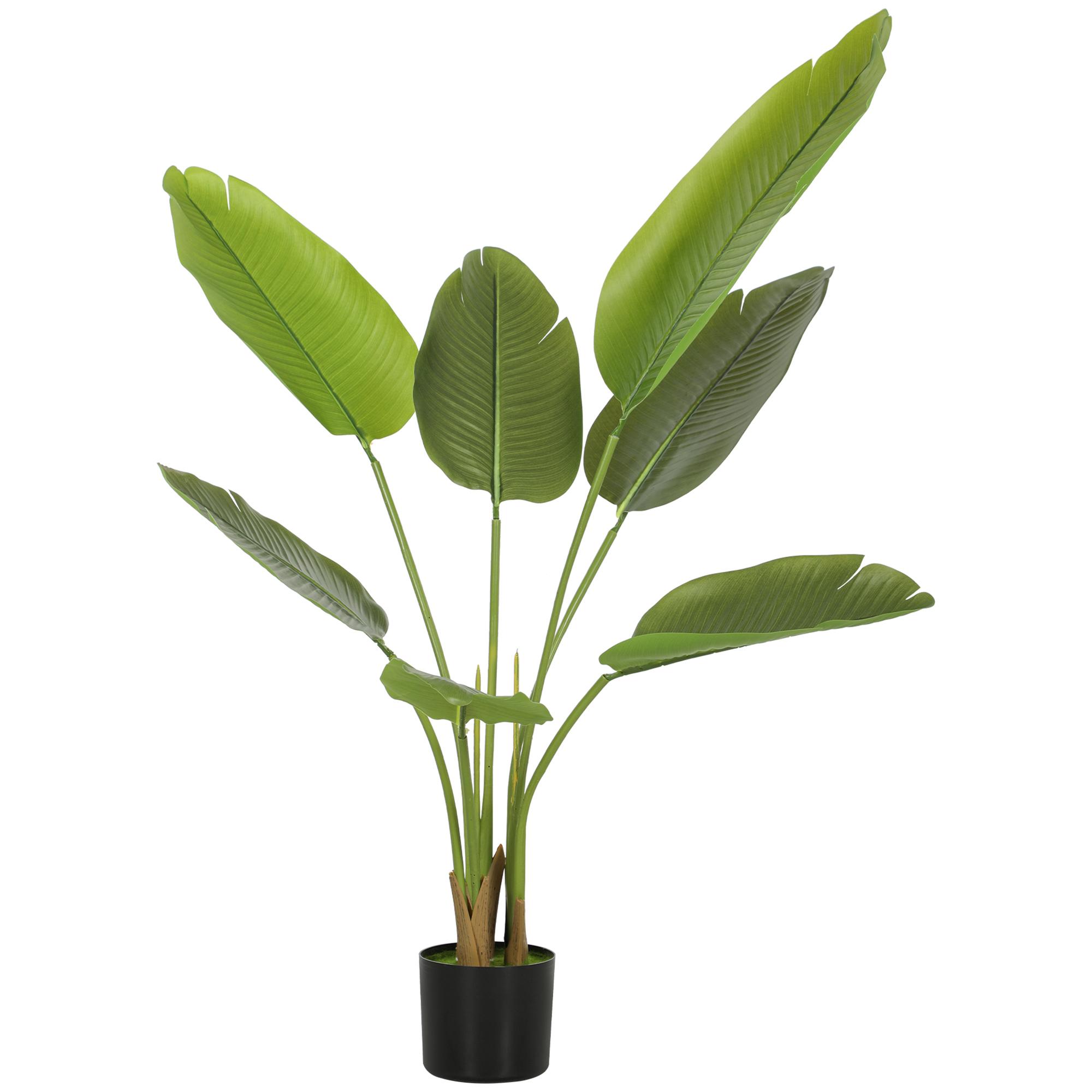 Planta Artificial Decorativa 109 cm Bananeira Artificial com Vaso e Folhas para Interior Casa Sala de Estar Escritório Verde