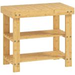 Banco Sapateira de Bambu Organizador de Sapatos com 2 Prateleiras para 4 Pares de Sapatos 50x28x45 cm Madeira