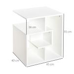 Mesa de Apoio mesa auxiliar para sala e quarto estante para arrumação 45x40x55 cm Branco
