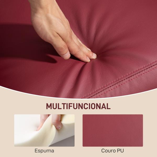 Poltrona de Massagem Reclinável com 2 Zonas de Massagem 8 Programas e 5 Níveis de Intensidade 68x88x98 cm Borgonha