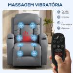 Poltrona de Massagem Giratória Poltrona Relax Reclinável com 8 Pontos de Massagem Função de Aquecimento 82x99x103 cm Cinzento