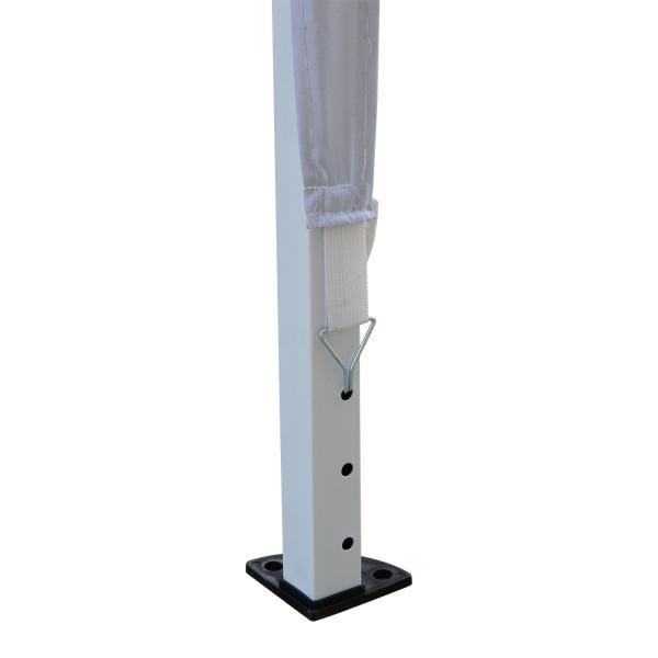 Tenda Dobrável 2,95x2,95 cm com Bolsa de Transporte Altura Ajustável Anti - UV e Impermeável para Terraço Pátio Branco Prateado