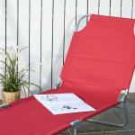 Espreguiçadeira Dobrável Espreguiçadeira de Jardim com Encosto Ajustável em 5 Posições para Terraço 187x55x24 cm Vermelho